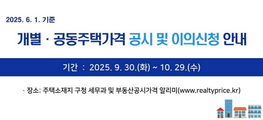 2025. 6. 1.기준 개벌.공동주택가격 공시 및 이의신청 안내